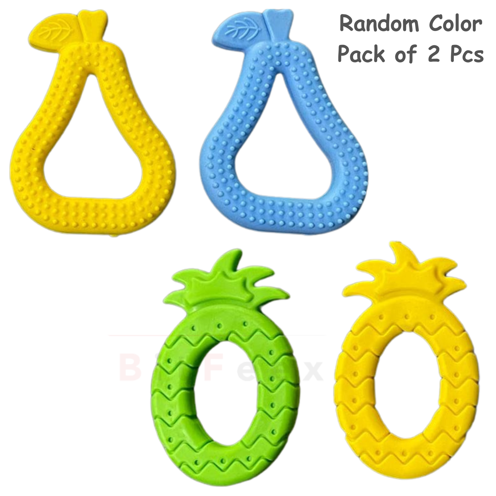 BitFeex Silicone Teether Pineapple Guava Shape for Baby Pack of 2 Pcs (Color may vary)