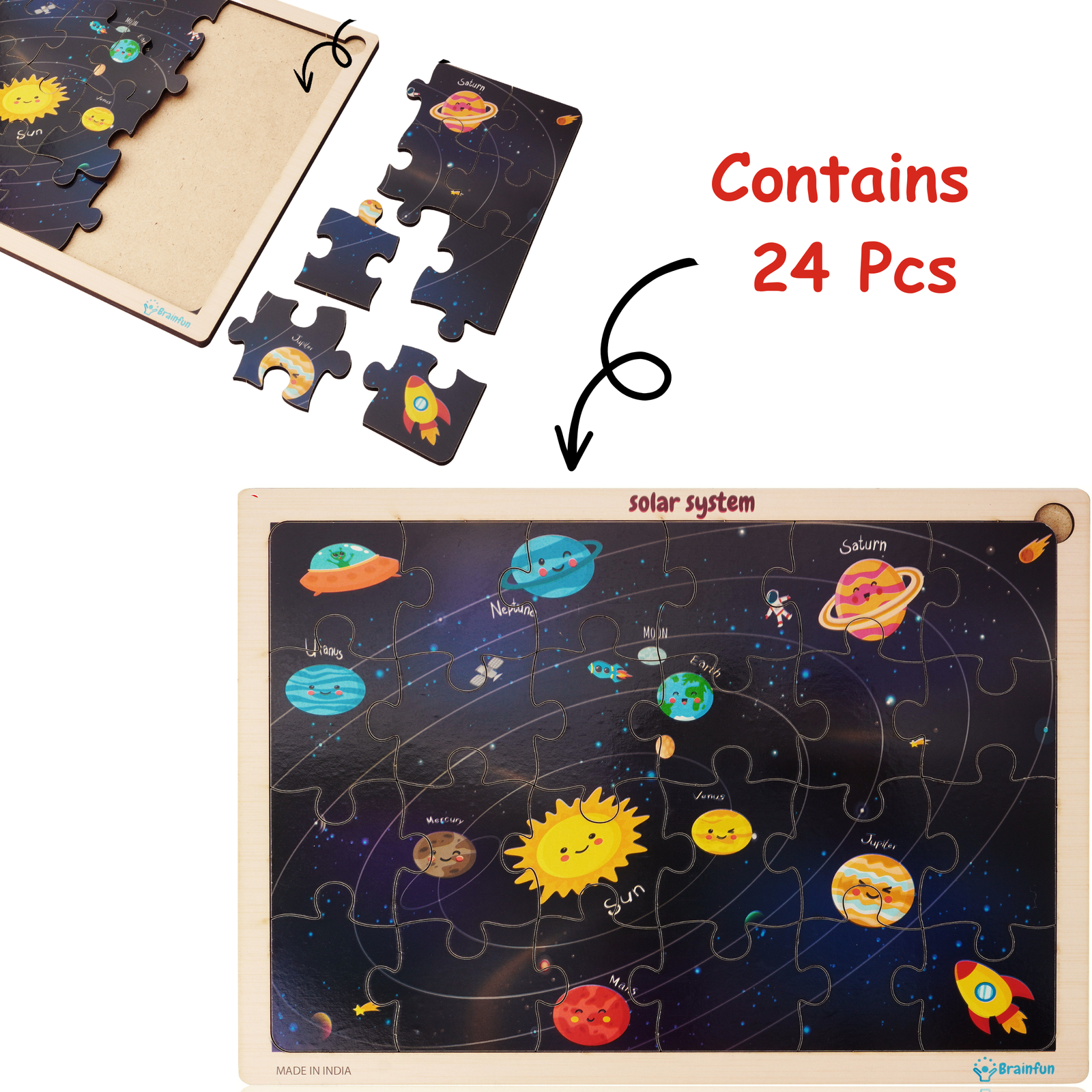 BitFeex Wooden Solar System Jigsaw Puzzle - 24 Pieces